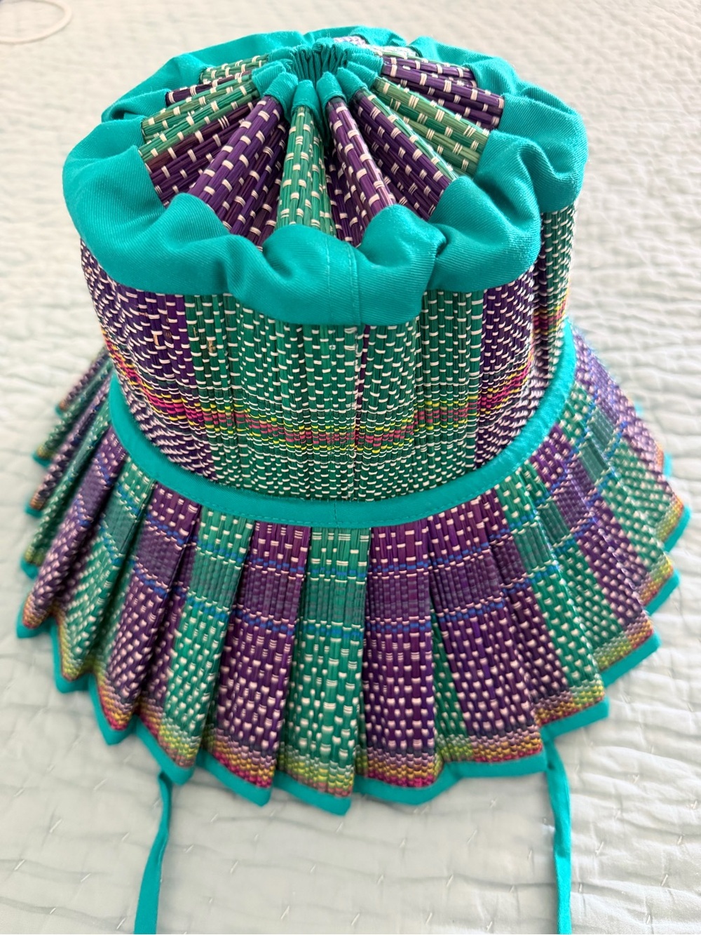 Handwoven Circle Skirt in Turquoise, Purple & Green
